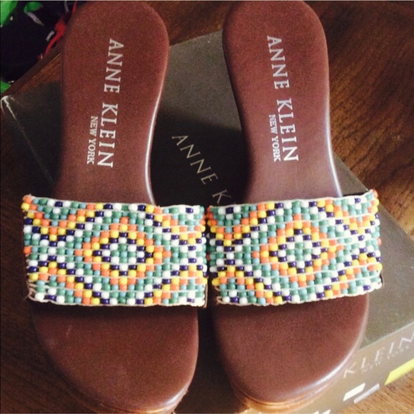 Anne Klein Salma Beaded Wedge Slides - Picture 3 of 3